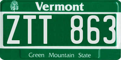 VT license plate ZTT863