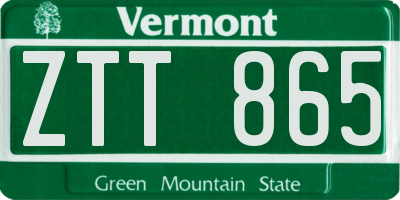 VT license plate ZTT865