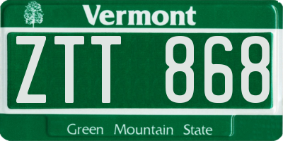 VT license plate ZTT868