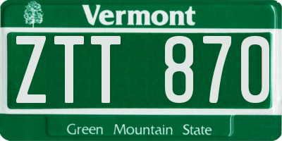 VT license plate ZTT870