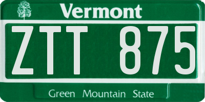 VT license plate ZTT875