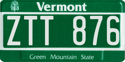 VT license plate ZTT876