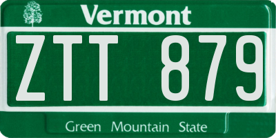 VT license plate ZTT879