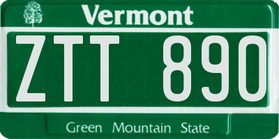 VT license plate ZTT890
