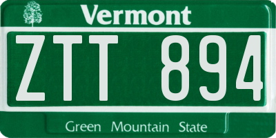 VT license plate ZTT894