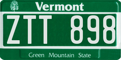 VT license plate ZTT898