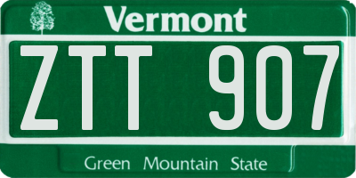 VT license plate ZTT907