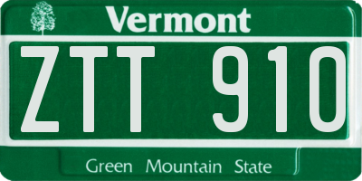 VT license plate ZTT910