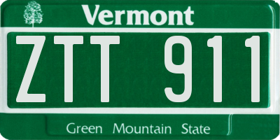 VT license plate ZTT911