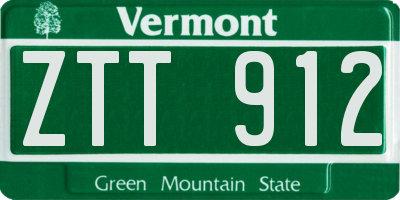 VT license plate ZTT912