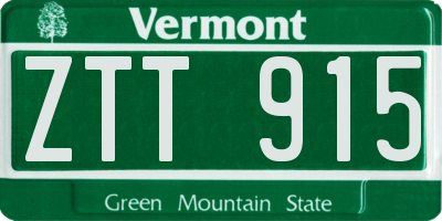 VT license plate ZTT915