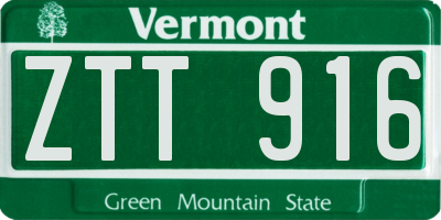 VT license plate ZTT916