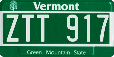 VT license plate ZTT917