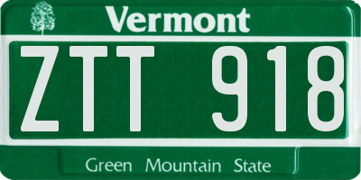 VT license plate ZTT918