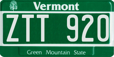 VT license plate ZTT920