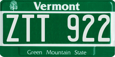 VT license plate ZTT922
