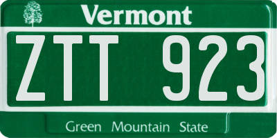 VT license plate ZTT923