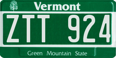 VT license plate ZTT924