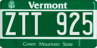 VT license plate ZTT925