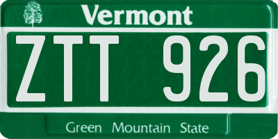 VT license plate ZTT926