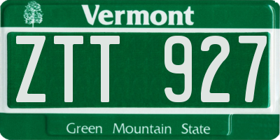 VT license plate ZTT927