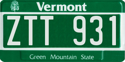 VT license plate ZTT931