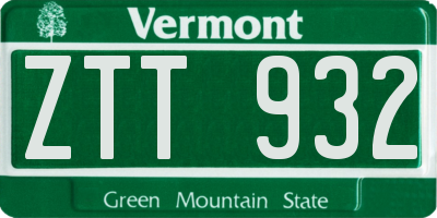 VT license plate ZTT932