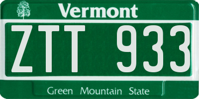 VT license plate ZTT933