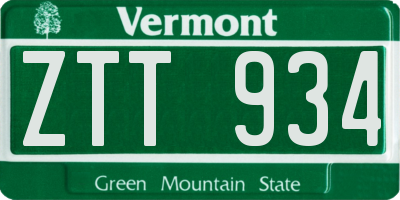 VT license plate ZTT934