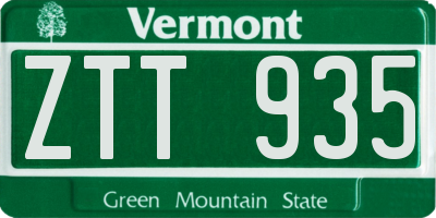 VT license plate ZTT935