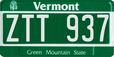 VT license plate ZTT937