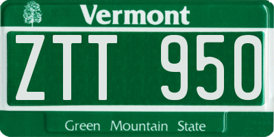 VT license plate ZTT950