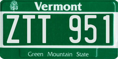 VT license plate ZTT951