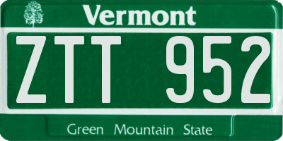 VT license plate ZTT952