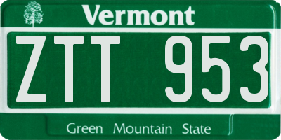 VT license plate ZTT953