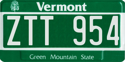VT license plate ZTT954