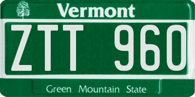 VT license plate ZTT960
