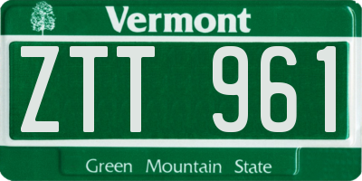 VT license plate ZTT961