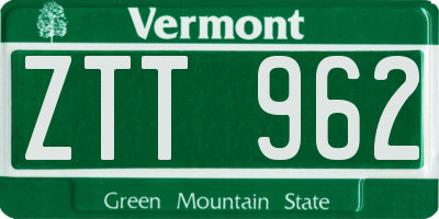 VT license plate ZTT962