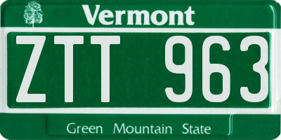 VT license plate ZTT963