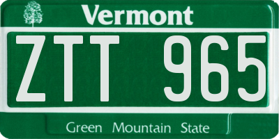 VT license plate ZTT965