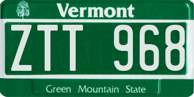 VT license plate ZTT968