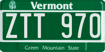 VT license plate ZTT970