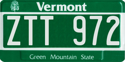 VT license plate ZTT972