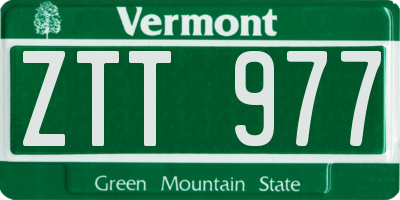 VT license plate ZTT977