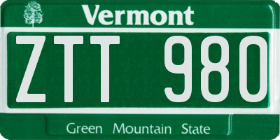VT license plate ZTT980