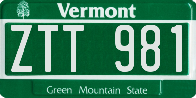 VT license plate ZTT981