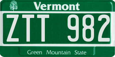 VT license plate ZTT982