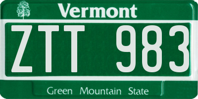 VT license plate ZTT983