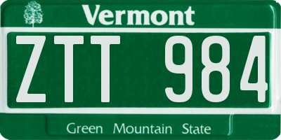 VT license plate ZTT984
